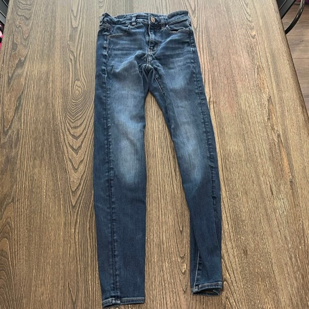 American Eagle Skinny Jeans Mid Rise Next Level Stretch Denim Blue Size 4 Long